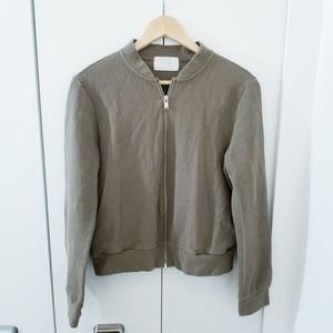 Oak + Fort | Olive Green Zip Sweater 100% Cotton Coat